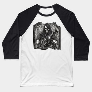 Rock Rattlebones Skeleton Skull Heavy Metal Guitar Baseball T-Shirt